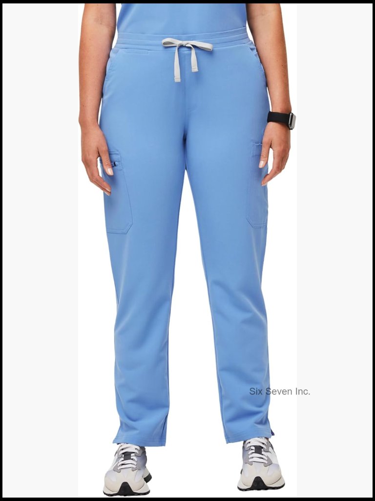Women's Yola Skinny Scrub Pants - Straight Leg, 11 Pockets, 4-Way Stretch,